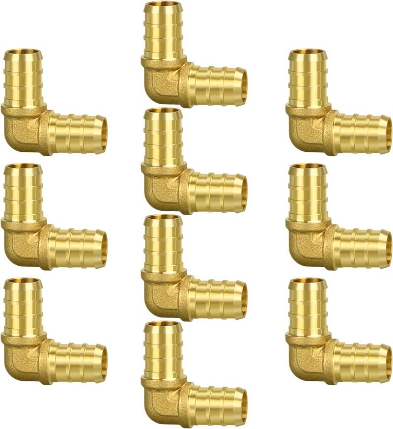 Ruby Q 10 Pack 1/2" PEX Elbow Fittings, Brass Fittings for PEX Tubing Pipe - Image 1